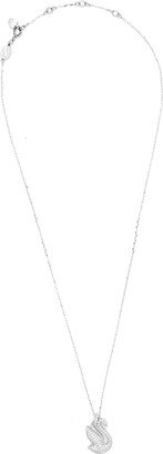 Iconic Swan Pendant, Swan, Medium, White, Rhodium Plated Necklace Silver