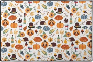 Door Mats: Thanksgiving - Multi On White Door Mat, Multicolor