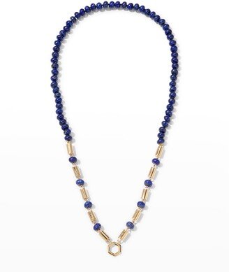 Yellow Gold Baht Chain with Lapis