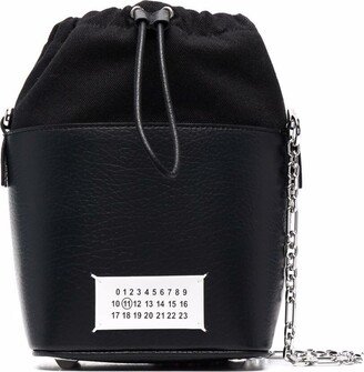 Bucket Bag In Black Leather And Canvas