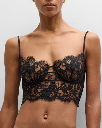 Camille Scalloped Lace Longline Bra-AA