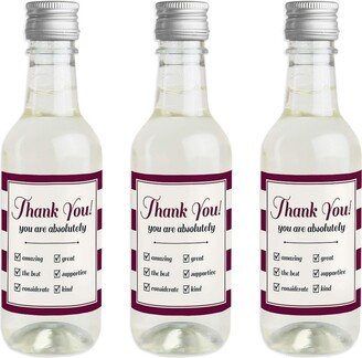 Big Dot Of Happiness Girly Thank You - Mini Wine Bottle Label Stickers - Thank You Gift - Set of 16