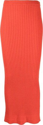 Ribbed-Knit Maxi Skirt-AC