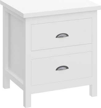 Simplie Fun Versatile White 2-Drawers Nightstand, Bedside Table, End Table for Living Room Bedroom, Assembled with Sturdy Solid Wood