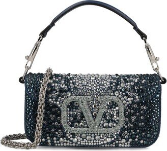 VLogo Embellished Foldover Top Shoulder Bag-AA