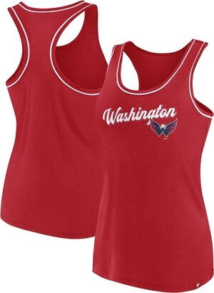 Women's Branded Red Washington Capitals Wordmark Logo Racerback Scoop Neck Tank Top