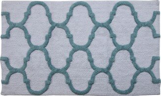 Geometric 34' x 21' Non-Skid Cotton Bath Rug - White/arctic Blue