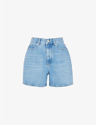 Womens Pale Blue Authentic Thigh-length Denim Shorts