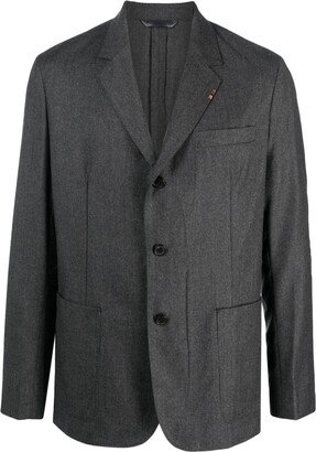 Notched-Lapels Single-Breasted Blazer-AH