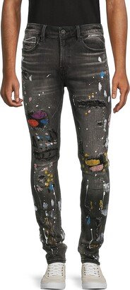 Punk High Rise Distressed & Painted Super Skinny Jeans