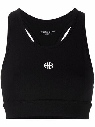 Logo-Print Sports Bra-AM