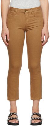 Tan Coated 'Le Crop Mini Boot' Jeans