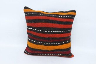 Turkish Kilim Pillow, Body Throw Pillow Covers, Red Cover, Striped Decor Gift 6625