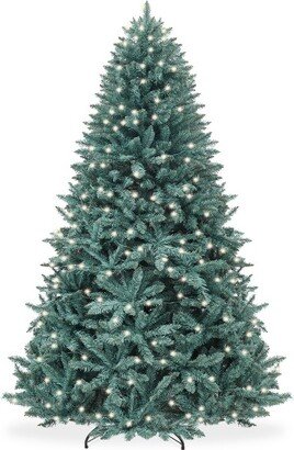 Best Choice Products Pre-Lit Blue Spruce Christmas Tree w/ Foldable Base, 700 Lights, 2236 Tips