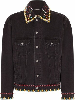 Gemstone-Embellished Denim Jacket