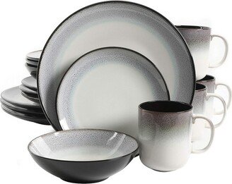 Rings of Saturn 16 Piece Reactive Glaze Stoneware Dinnerware Set in Teal