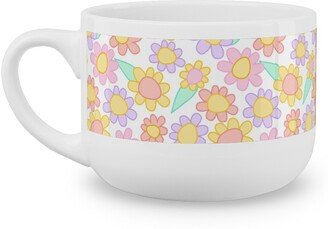 Mugs: Nicola Unicorn Flowers Latte Mug, White, 25Oz, Multicolor