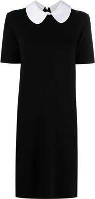 Peter Pan collar merino-blend dress