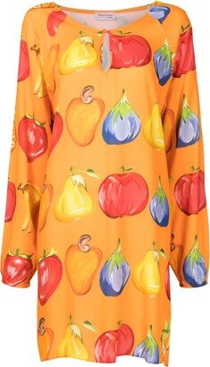Fruit-Print Shift Mini Dress