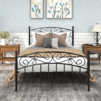 GEROJO Black Metal Bed Frame Platform with Headboard, Under-Bed Storage, and Quick Assembly