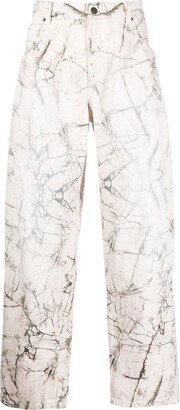 MARANT Cracked-Effect Straight Trousers