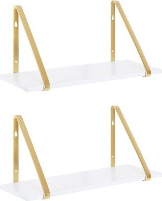 2pk 18 Soloman Wooden Shelves with Brackets White - Kate & Laurel All Things Decor