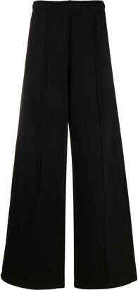 Elasticated-Waistband Wide-Leg Trousers-AA