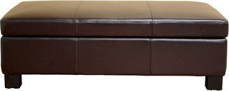 Gallo Leather Storage Ottoman Dark Brown