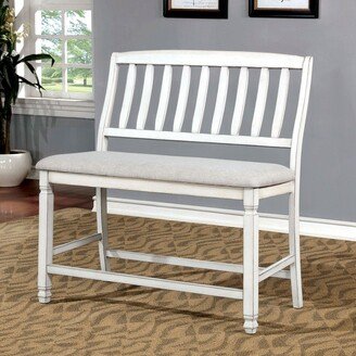 Fabric Padded Dining Bench in Antique White