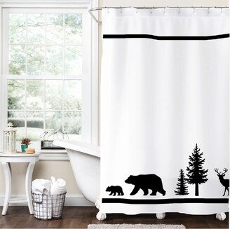 Forest Bear Cub Trees Camp Cabin Deer Rustic Shower Curtain - Bathroom Decor in Your Choice Of Colors