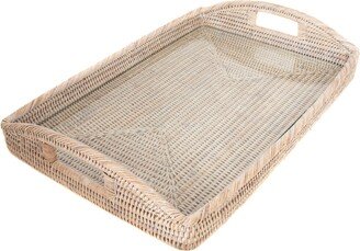 Artifacts Rattan 21 Rectangular Tray with Glass Insert