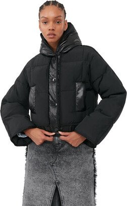 Black Short Hooded Puffer Jacket