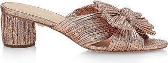 Emilia 50MM Pleated Lamé Knotted Mules