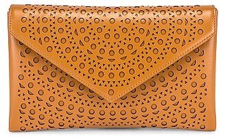 Oum 20 Leather Laser Cut Clutch in Neutral