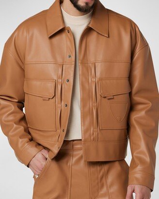 Men's Conley Faux-Leather Trucker Jacket