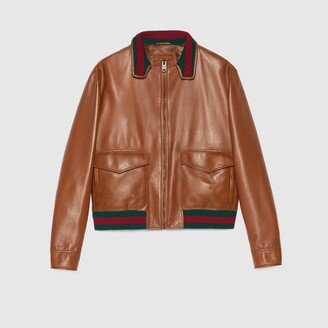 Leather bomber jacket-BF