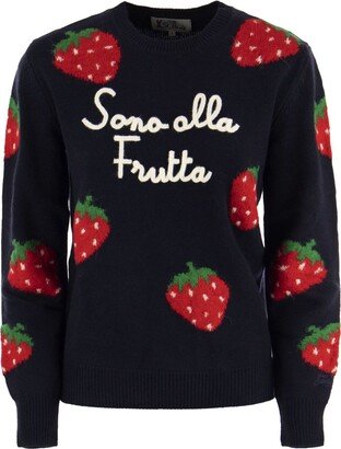 Strawberries Intarsia Knit Crewneck Jumper