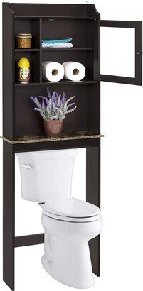 Calnod Modern Over The Toilet Space Saver Organization Wood Storage Cabinet for Home, Bathroom - Espresso