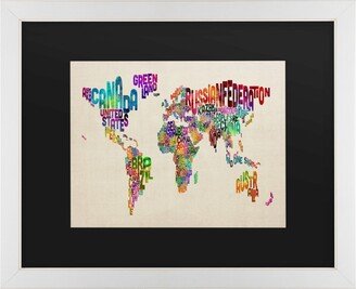 Michael Tompsett Typography World Map Ii Matted Framed Art - 20 x 25