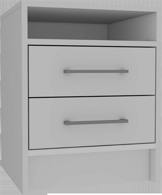 White Open Compartment Two Drawer Nightstand