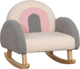 Kids Sofa, Rocking Toddler Sofa Chair with Solid Wooden Frame, Faux Lamb Fleece Fabric for Nursery, Kindergarten, Playroom, Bedroom, Gray