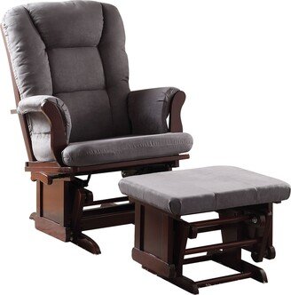 Aeron Grey Microfiber 2-piece Glider Chair and Ottoman Set