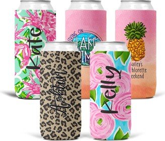 Personalized Slim Tall Can Hugger-Personalized 12 Oz Birthday Coolies-Cooler-Monogrammed Hugger-Bride Tribe Gifts-Personalized Gift