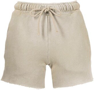 Faded Raw-Cut Track Shorts