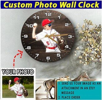 Softball Player Gift Baseball Personalized Wooden Wall Clock, Best Bithday Present, Kids, Gifts
