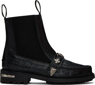 Black Croc Chelsea Boots