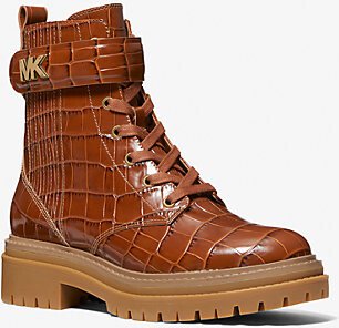 Stark Crocodile Embossed Leather Combat Boot