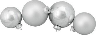 Northlight 72ct Silver Shiny and Matte Christmas Glass Ball Ornaments 4 (100mm)