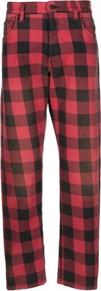 Check-Pattern Tapered Trousers-AC