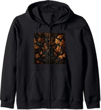 Fall Lover Gift Ideas Autumn Fall Leaves Pattern Zip Hoodie